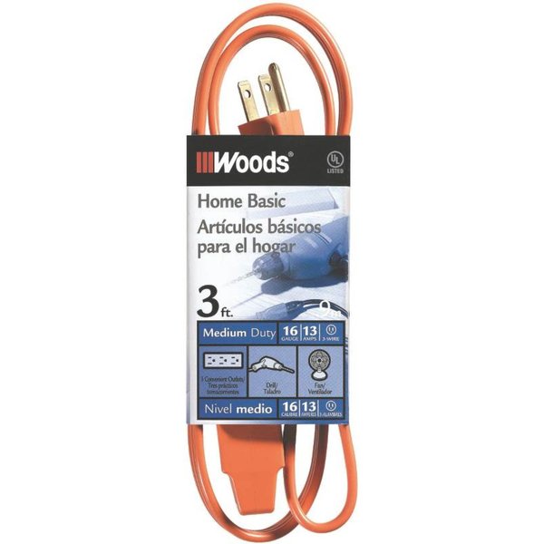 Cci Cord Ext Indr 3Out16/3X3Ft Org 0814